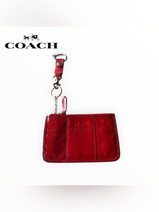 Coach Handbags - 🛍️SALE🛍️ Coach Red Shiny Patent Leather Key Ring Zipper Card Wristlet / Wallet